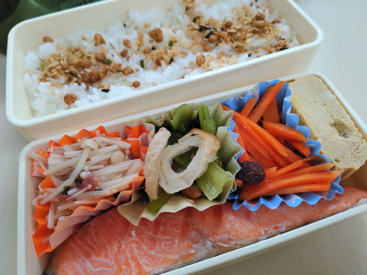 nishicommunity's tweet photo. 肉か魚は基本入れるようにしてるけど、焼き鮭だと赤色の補填&amp;調理方法がシンプルなので楽

#お弁当記録 https://t.co/5Itb5D2qwf