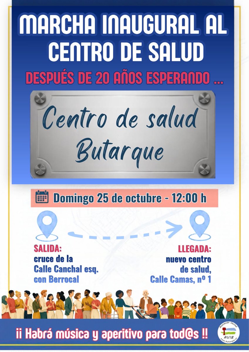 AVIButarque's tweet photo. ¡Por fin tenemos centro de salud gracias a la lucha vecinal!

Domingo 25: inauguración vecinal. Salimos de la calle Berrocal, colocaremos una placa y compartiremos un aperitivo.

¡Seguiremos exigiendo personal y medios para una sanidad pública de calidad! #SanidadPublica https://t.co/0yNZUH1awQ