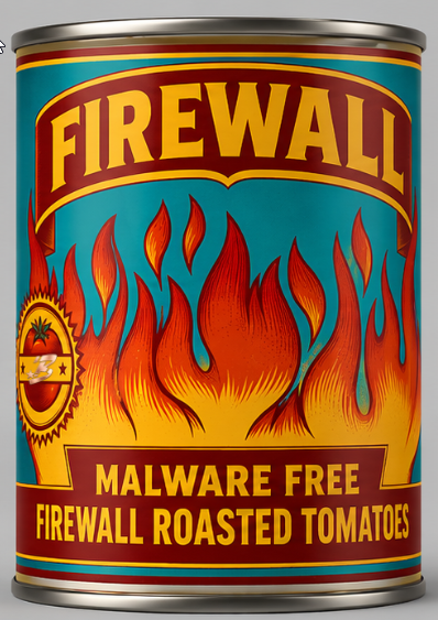 bettocr's tweet photo. 🍅 Firewall – Malware Free Roasted Tomatoes: Tomates asados que convierten el concepto de firewall y la protección contra malware en un producto de supermercado.

#VisionQuest #ciberseguridad #cibersecurity #firewall https://t.co/jGpc4Mchg9