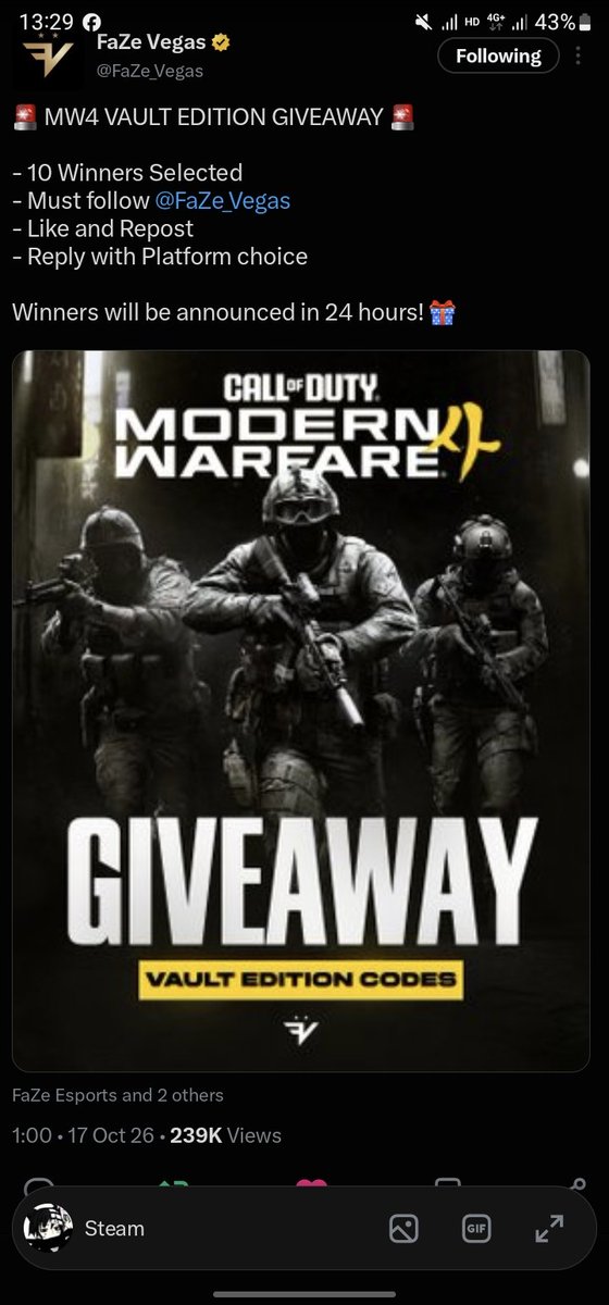 923Ming25434's tweet photo. @FaZe_Vegas @FaZeEsports @CODLeague @SimpXO Stream https://t.co/IwB6SrUOam