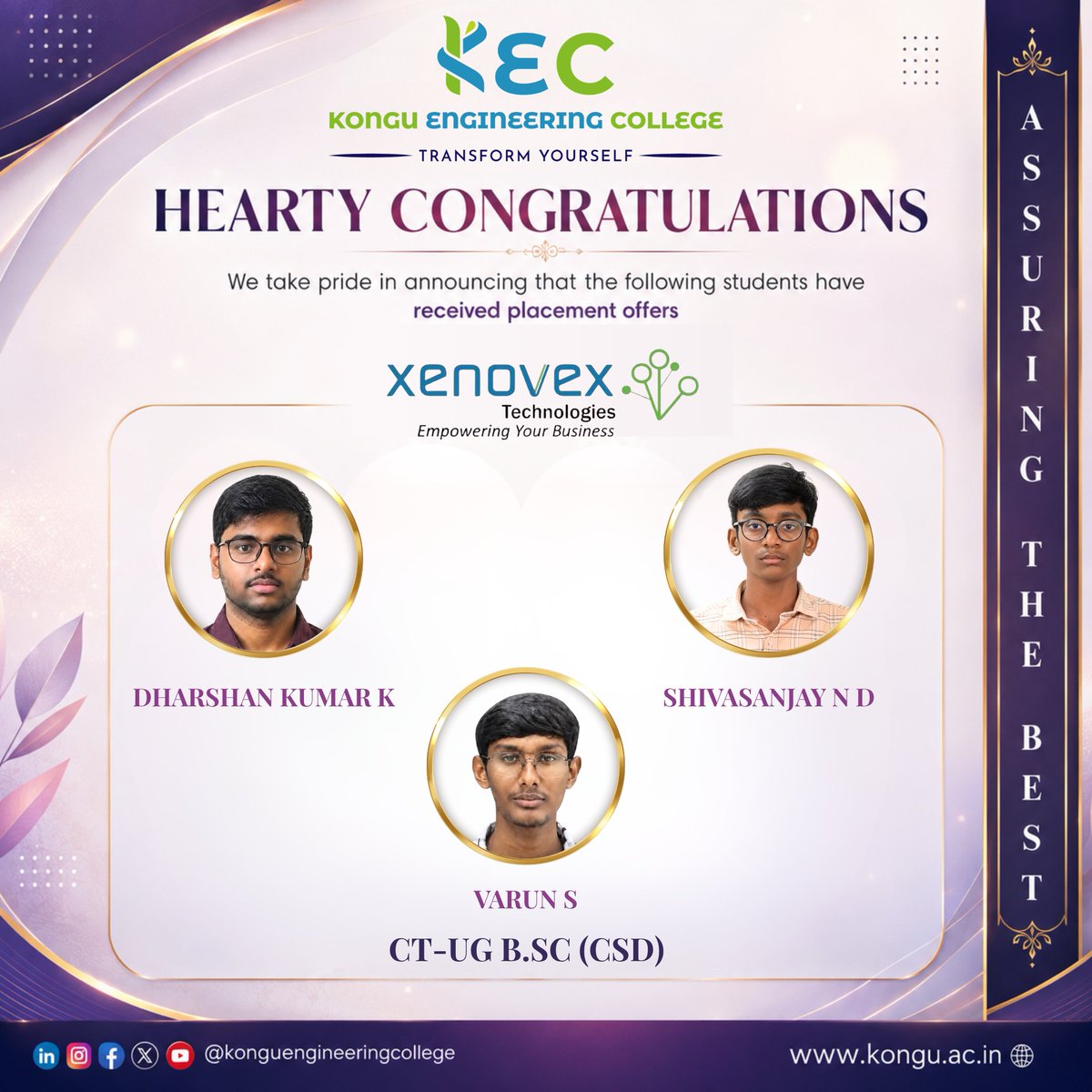 KonguOfficial's tweet photo. Our sincere thanks to Xenovex Technologies Pvt Ltd for partnering with KEC and opening new avenues of opportunity for our students.

Your belief in young talent and support for their career aspirations are truly commendable. 
#kec #PLACEMENT https://t.co/k36WtrgUaG