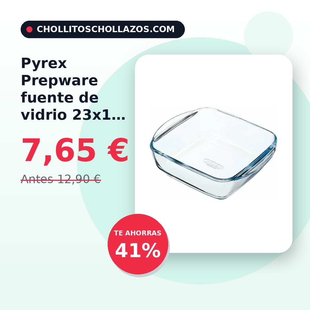 ChollitosAmazon's tweet photo. 🔥 Fuente de vidrio Pyrex Prepware 23x15 cm por 7,65 € (-41%) en Amazon
👉 https://t.co/AvCGYFKXno
#chollos #Amazon #Pyrex #cocina #hogar https://t.co/8K6qtWzTQX