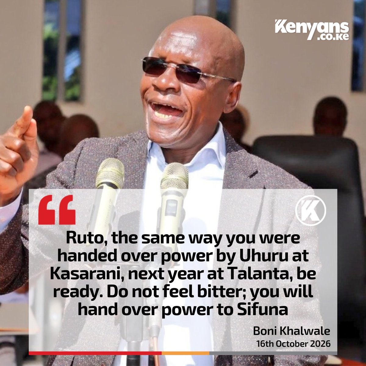 Kenyans's tweet photo. Ruto, next year at Talanta, be ready. Do not feel bitter; you will hand over power to Sifuna - Boni Khwalwale https://t.co/t7wdx8DDJq