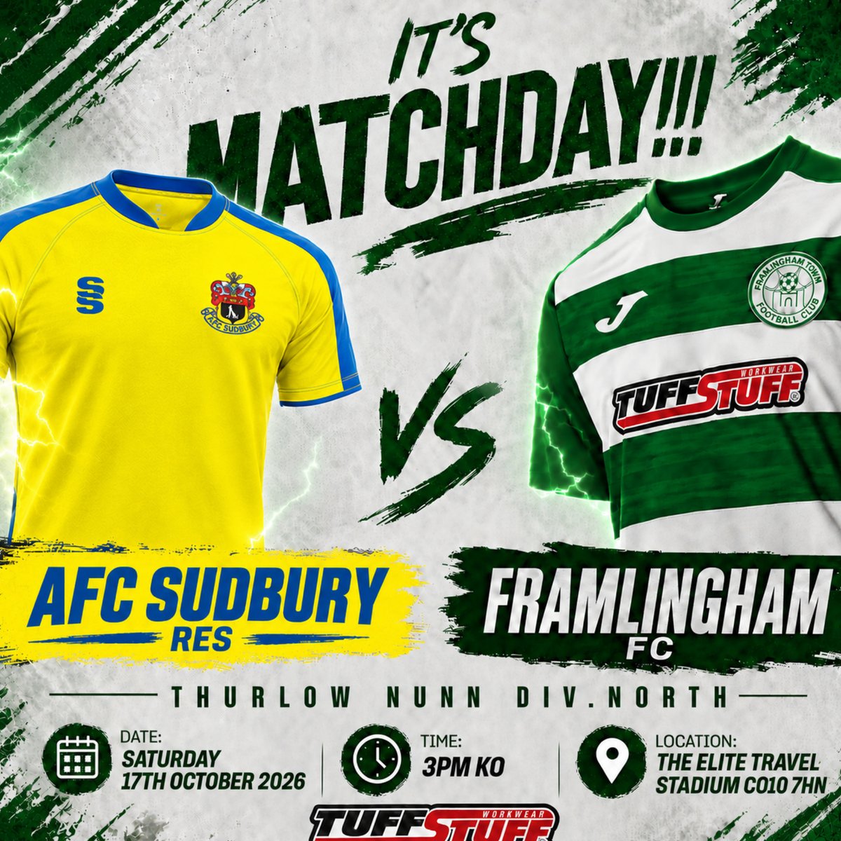 TheCastlemen's tweet photo. π₯ IT'S MATCHDAY!! π₯
AFC Sudbury Res vs Framlingham FC
π
Date: Saturday 17th October 2026
β° Time: 3PM
π Location: The Elite Travel Stadium CO10 7HN
π Everyone welcome / Come and support the lads!
#upthecastlemen #framlinghamtownfc #NonLeagueFootball #SuffolkFootball https://t.co/FLHrKmhHKE
