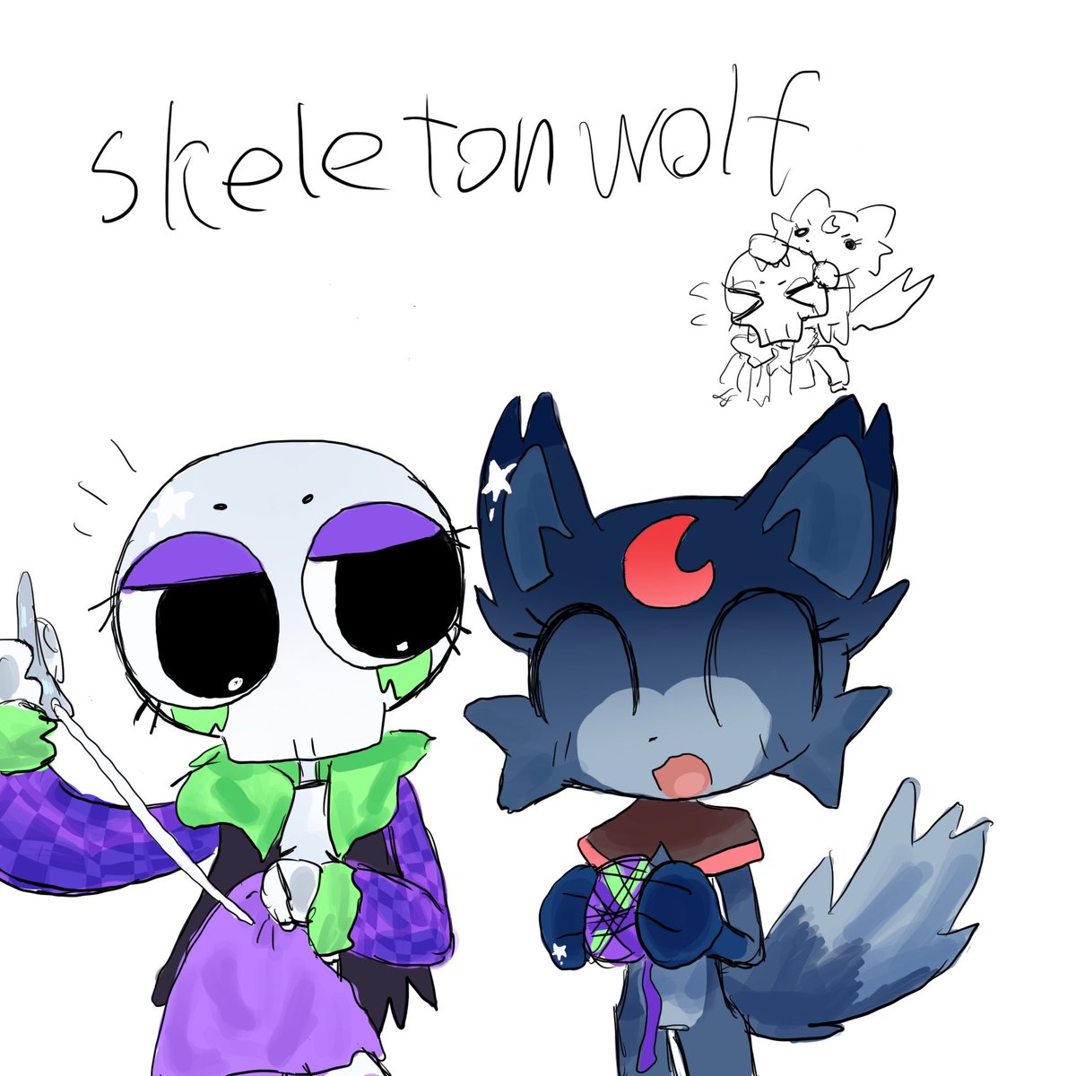 basame_m9's tweet photo. なんか変😭😭😭😭😭😭もっとこのカプ有名になって欲しい
 #skeletonwolf https://t.co/Ia6m99U4Bw