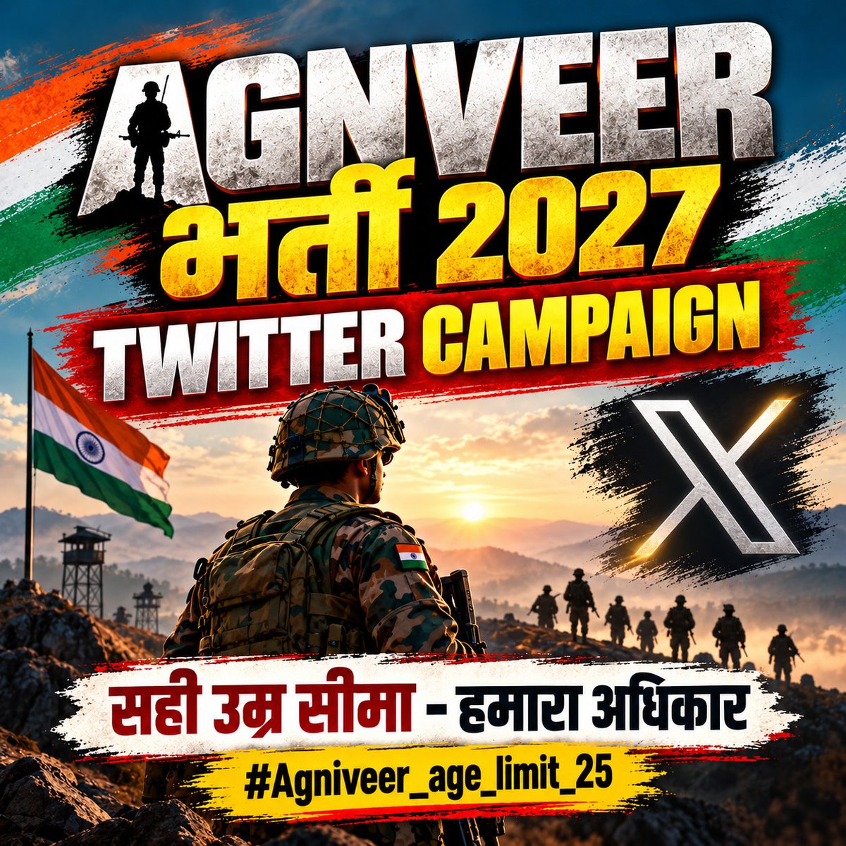 MajKalshiClases's tweet photo. AGNIVEER भर्ती 2027 TWITTER CAMPAIGN
#Agniveer_age_limit_25 
सही उम्र सीमा - हमारा अधिकार 

@rajnathsingh @adgpi @artrac_ia @DGPR_PAF @indiannavy https://t.co/5r5mBDpAPa
