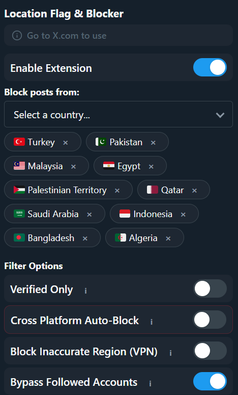 MossadSupport's tweet photo. If your replies are full of the same spam accounts, try “X/Twitter Location Flags, Time &amp; Blocker” on the Chrome Web Store. It flags locations and lets you hide replies from specific countries. https://t.co/t7VB7Hjyul