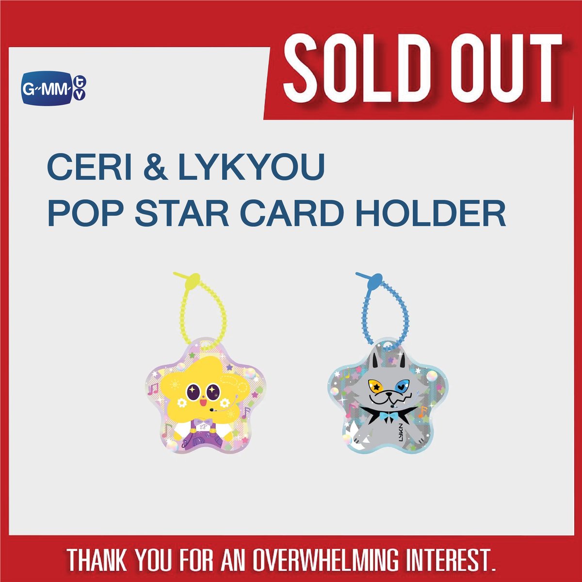 GmmtvShop's tweet photo. SOLD OUT! 🎉

🙏🏻 Thank you for an overwhelming interest in CERI &amp; LYKYOU POP STAR CARD HOLDER.

#CERI #LYKYOU
#GMMTV https://t.co/LA8TQuHB7S