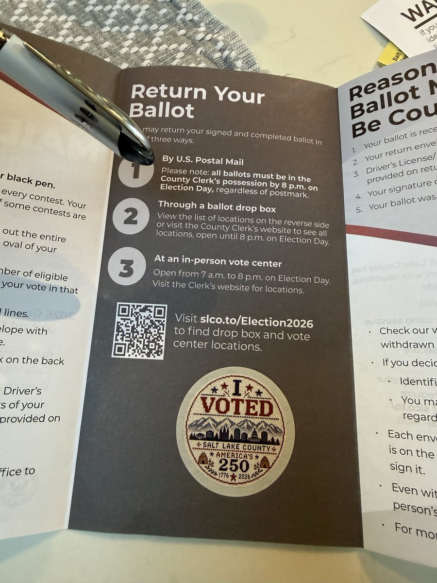 crazyus's tweet photo. @dswslc Dropped our ballots off at the ballot box today. Don’t want any USPS shenanigans.

V O T E 💙 https://t.co/SGF7QoQW7t
