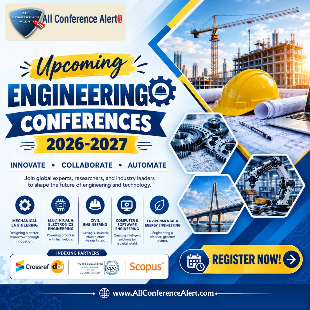 allconfalertt's tweet photo. Explore Upcoming Engineering Conferences 2026–2027!

🔬 Present research, share ideas &amp; connect with global experts.

🔗 Discover conferences: https://t.co/Hc4vHfazJE

#EngineeringConferences #TechEvents #2026Conferences #2027Conferences https://t.co/b9f83NFj1Y