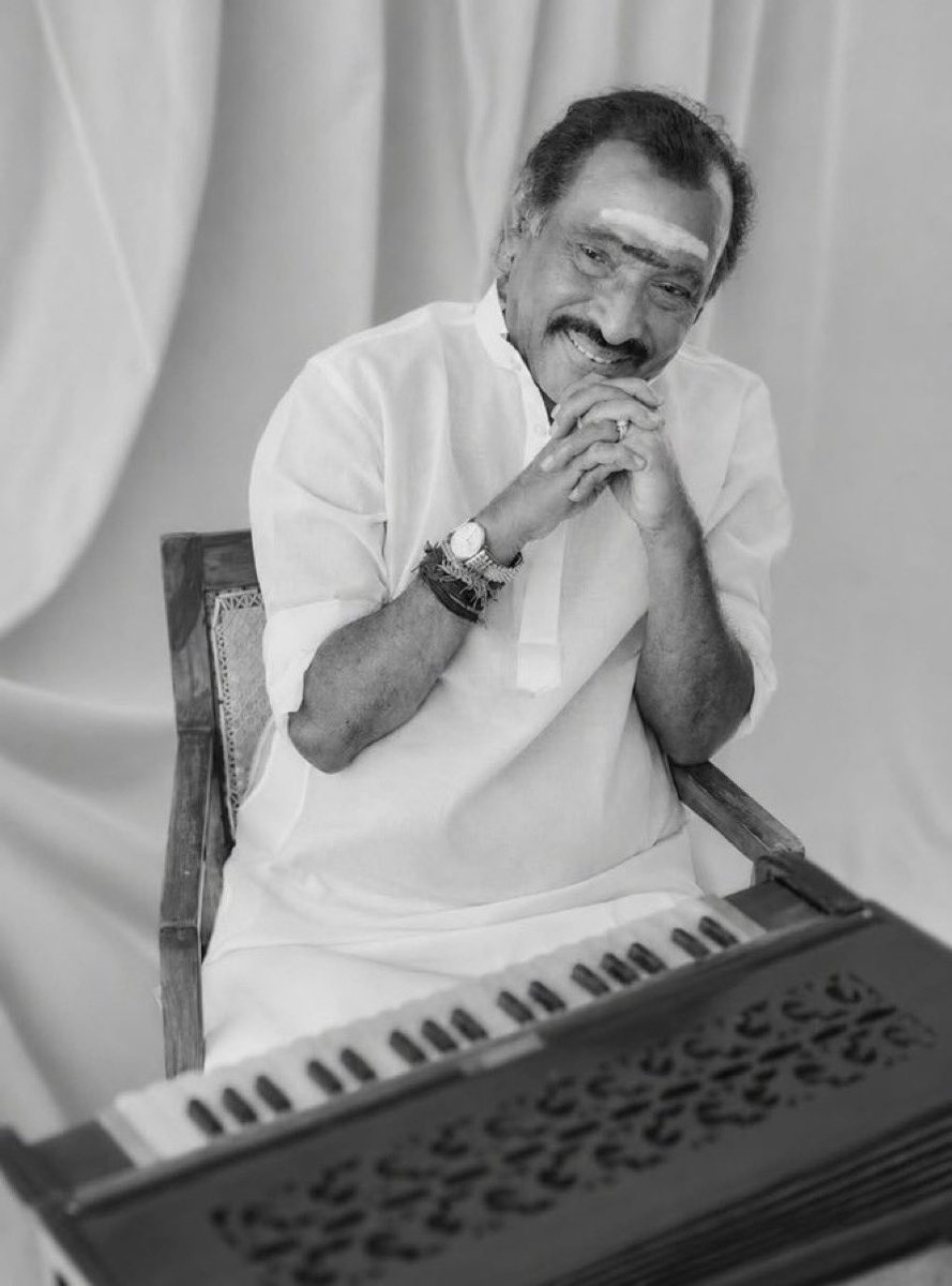 RJ_Balaji's tweet photo. Deeply saddened by the passing of #Deva sir, a true legend of Tamil cinema whose music has touched generations. Having had the blessing of working with him in Mookuthi Amman will always remain a cherished memory. His legacy will live on through his timeless music. Heartfelt condolences. 🙏