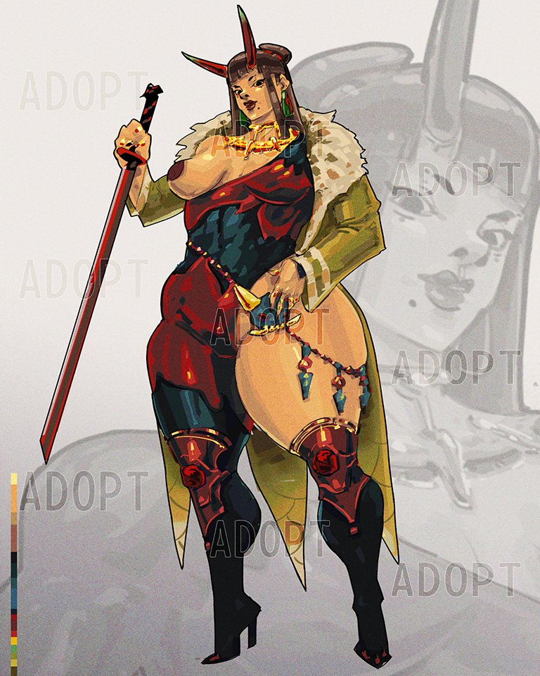 neeeeeedsart's tweet photo. [ADOPT] Oni Swordmaster 

SB: $30              
MI: $5                     

Link in comments                        

#adoptableauction #oc #characterdesign https://t.co/SFz9Z2KBjh