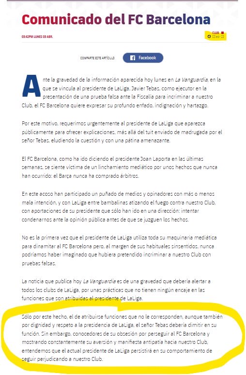mjss10's tweet photo. 🚨💣 El BARCELONA también pidió la dimisión de TEBAS y no vimos al presidente de LaLiga publicar tuits insultándo. Todo lo contrario: hubo acuerdo en los despachos y, desde entonces, parece que todo lo que hace es para favorecer sus intereses. 

Con el REAL MADRID, en cambio, guerra permanente. Cada uno que saque sus propias conclusiones 🍿