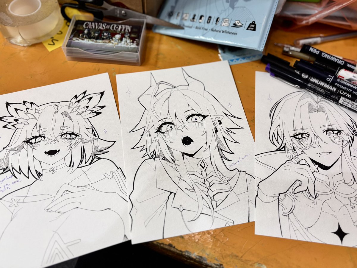 xeyaya's tweet photo. Live commission closed for today! It’s so fun to finally draw with pen and pencil again ✏️✒️ https://t.co/qFgRvfuLSY