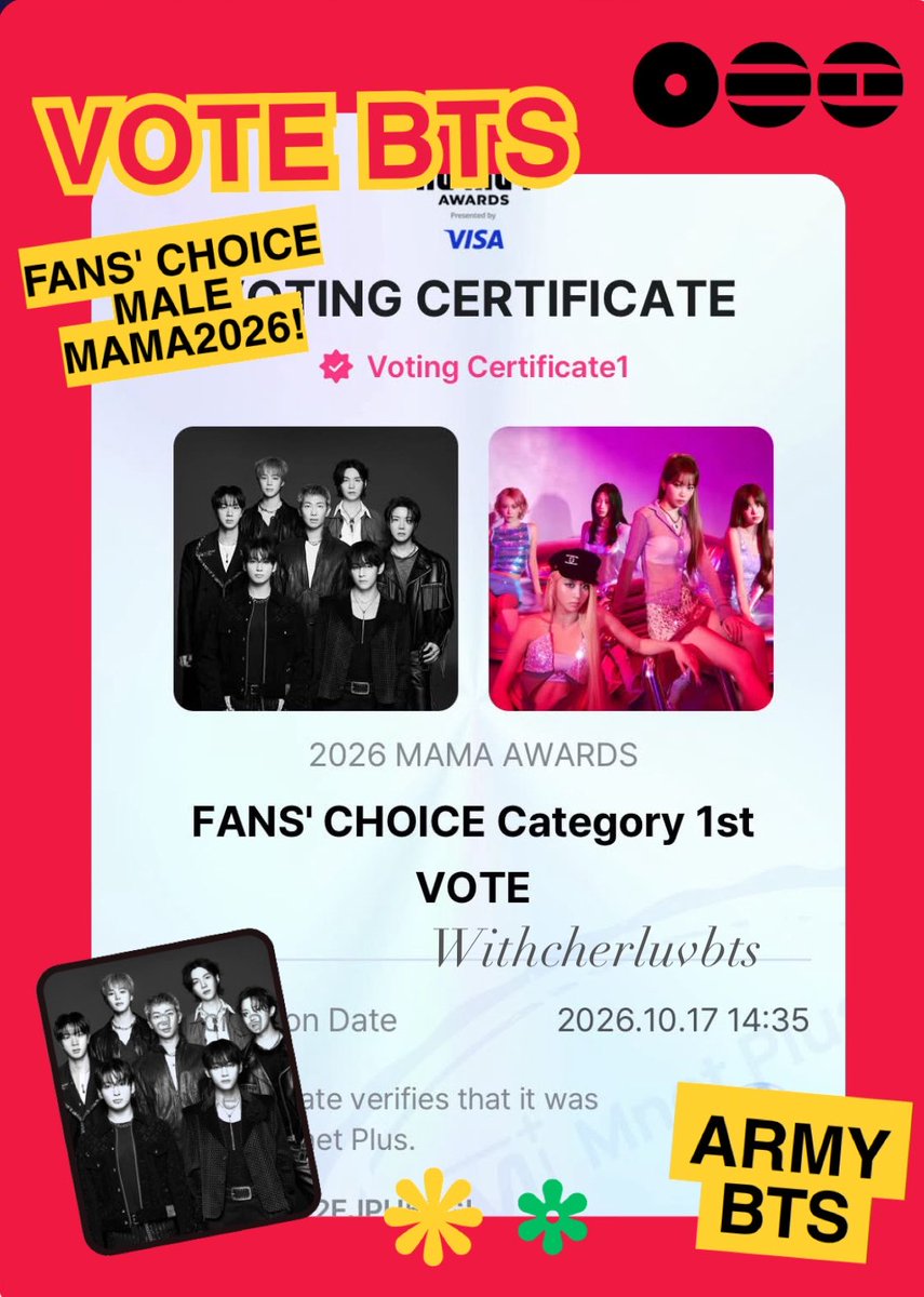 withcherluvBTS's tweet photo. แจก 100.-(50/2)  💸 โหวต17/10💸
- รีทวิต+แปะหลักฐานมาเลยค่าาา 
- สุ่มหลัง 22.00 น. วันนี้

— โหวตบน📱Mnet Plus
1 เครื่อง/โหวต/วัน

— โหวตบน X #2026MAMAVOTE #BTS

💗สปอนโดย : “หม่ามี๊พี่ก้า” ไม่ออกนามจ้า

#สาดไปอารีรังแดซังมาแล้ว
#อาร์มี่ชวนโหวต https://t.co/RMsGujNJcL
