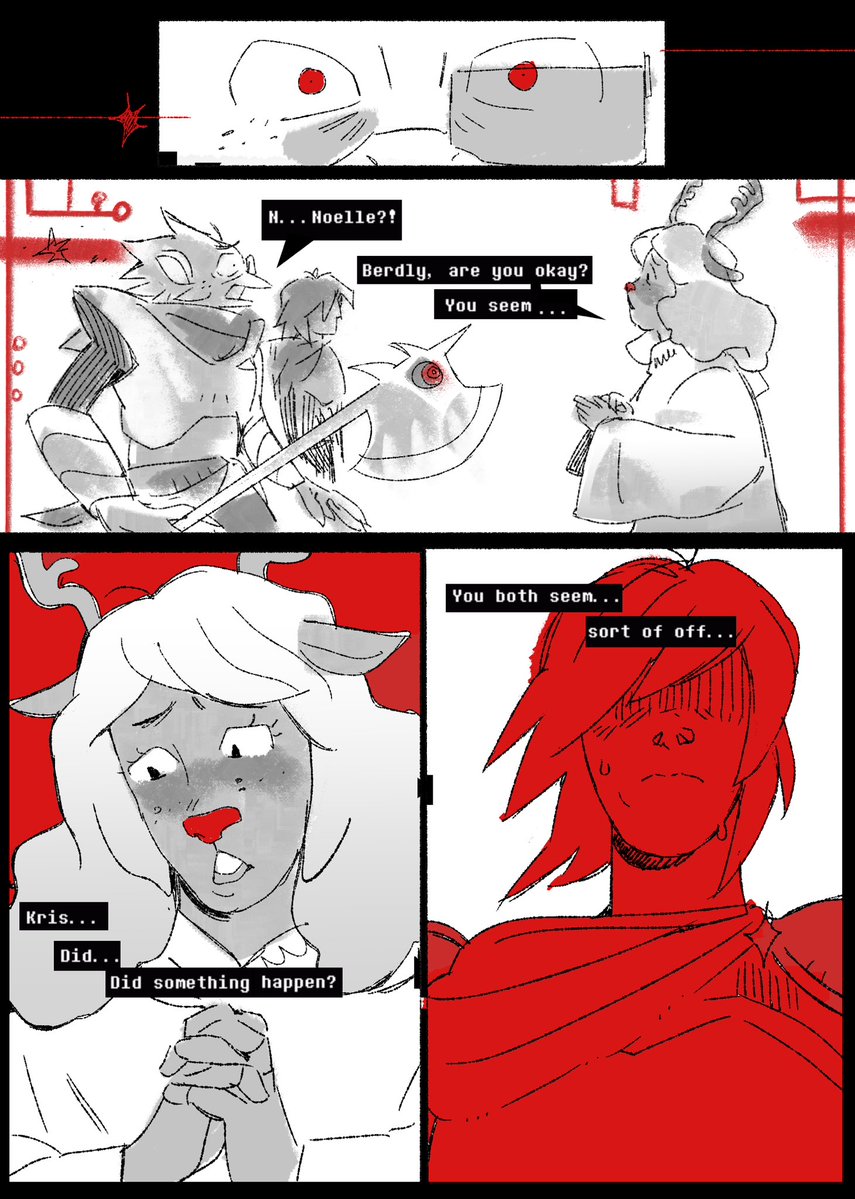 jacksaton_'s tweet photo. 🧵 Ok.. here is my #deltarune snowgrave swap au comic thingy. Basically, what if Berdly took Noelle's place in chapter 2? https://t.co/Am9Q9AeG8B