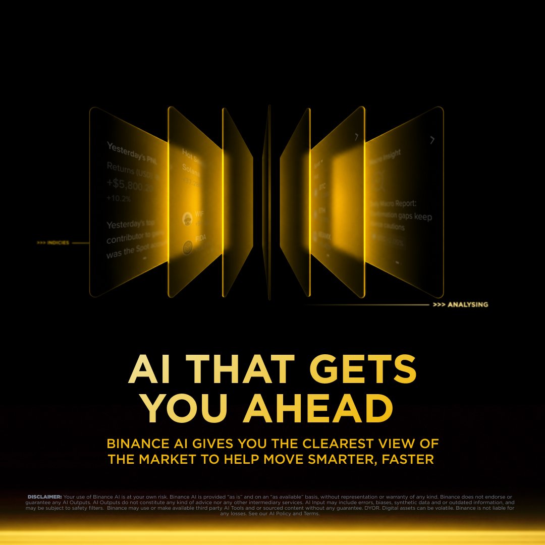 binance's tweet photo. Markets summarized. Flows tracked. Signal, not noise.

Binance AI → https://t.co/8DygIVwBg4 https://t.co/r1ejSXfwKE