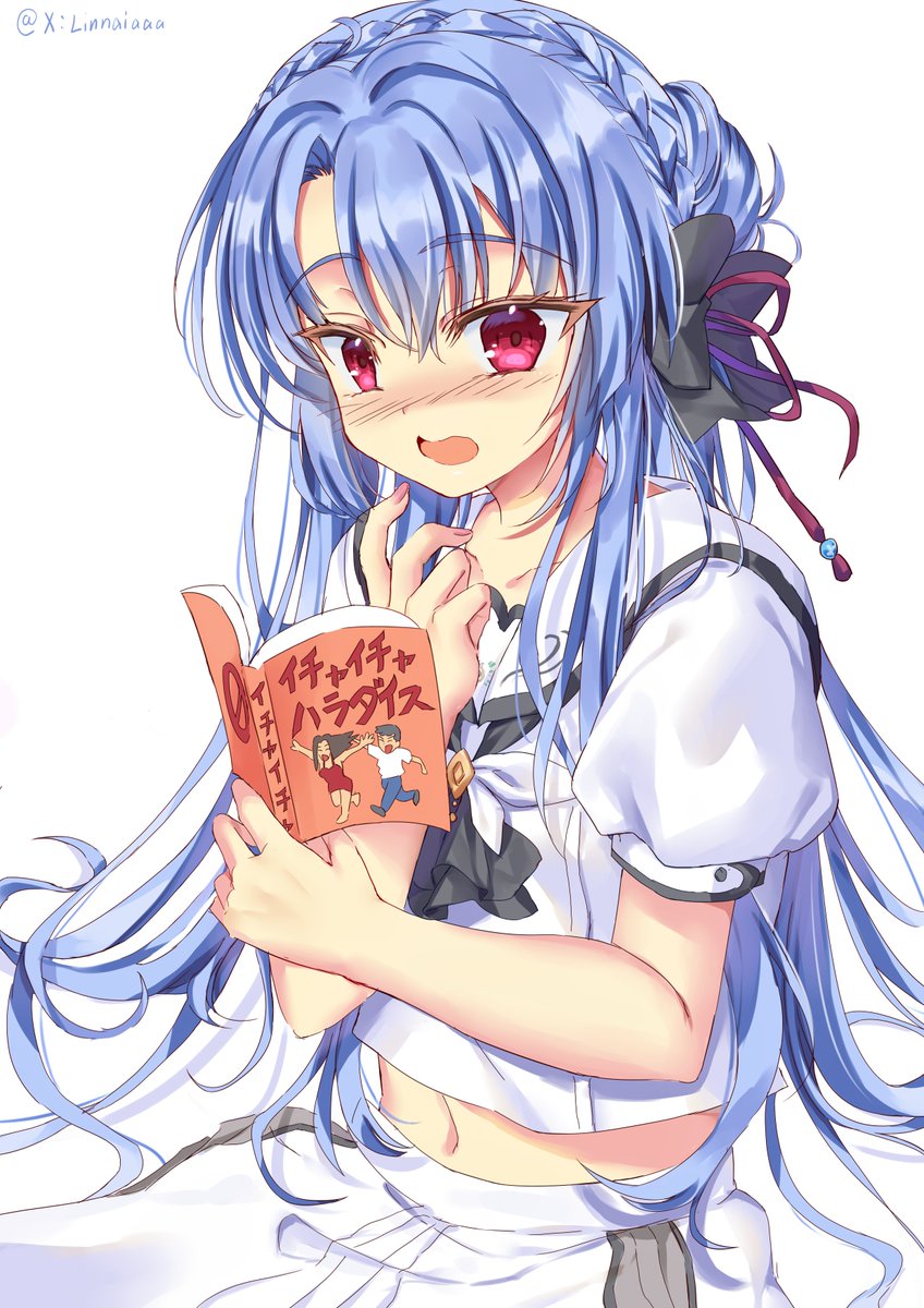 Linnaiaaa's tweet photo. どこかで拾った得体の知れないエッチな本を、駄菓子屋に客がいない隙にこっそり読んでいる蒼ちゃん
#SummerPockets
 #サマポケ #空門蒼 https://t.co/axj8sXqkPg
