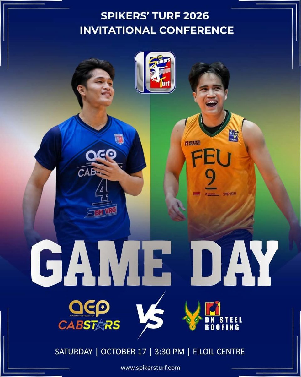 Lenz0819's tweet photo. NW:
FEU TAMARAWS
vs
AEP CABSTARS
#SpikersTurf2026
#SpikersTurfInvitational
#GoFEU ππ
#Tamaraws https://t.co/HD0Qu8hcZ9