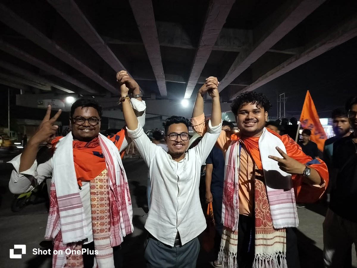 ABVPVoice's tweet photo. ABVP Sweeps Bhattadev University, Assam! 

President &amp; GS Both Posts Secured! A powerful mandate from Assam’s students! 

#ABVP #Assam #StudentPower https://t.co/MqUHH8wHS1