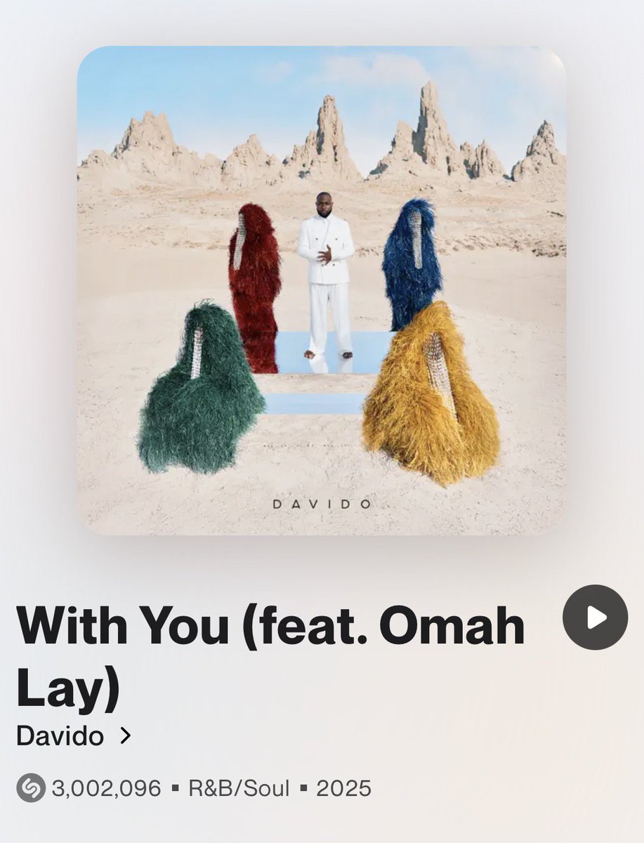oyl2he's tweet photo. 🚨 Davido’s With You” w/ Omah Lay has now surpassed 3 MILLION Shazam discoveries! 🤯 https://t.co/vsQ4ddtB5D