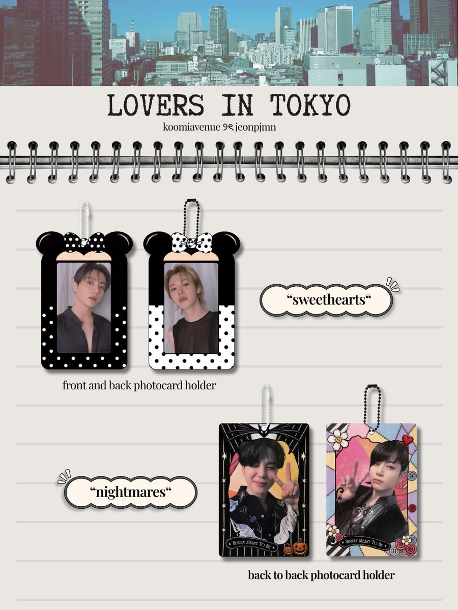 xofairydiaries's tweet photo. ⤿ interest check !

LOVERS IN TOKYO

a collection inspired by jimin and jungkook’s gcf in tokyo

by @koomiavenue &amp; @jeonpjmn 

rt &amp; reply if inch to push 💌

🏷️ fanmade bts merch https://t.co/AfIY042Z6G