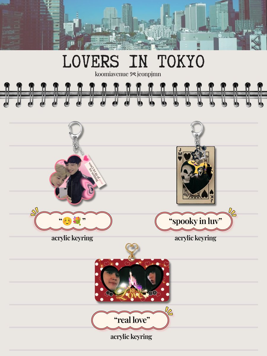xofairydiaries's tweet photo. ⤿ interest check !

LOVERS IN TOKYO

a collection inspired by jimin and jungkook’s gcf in tokyo

by @koomiavenue &amp; @jeonpjmn 

rt &amp; reply if inch to push 💌

🏷️ fanmade bts merch https://t.co/AfIY042Z6G