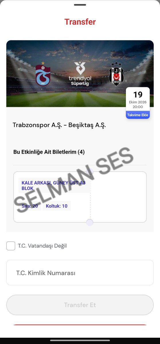 selmanses's tweet photo. @TribunDoluluk Guney üst kale arkasi A3 blok kombinemi Besiktas maci icin gise fiyatindan devredebilirim. https://t.co/DkmZx1u1dy