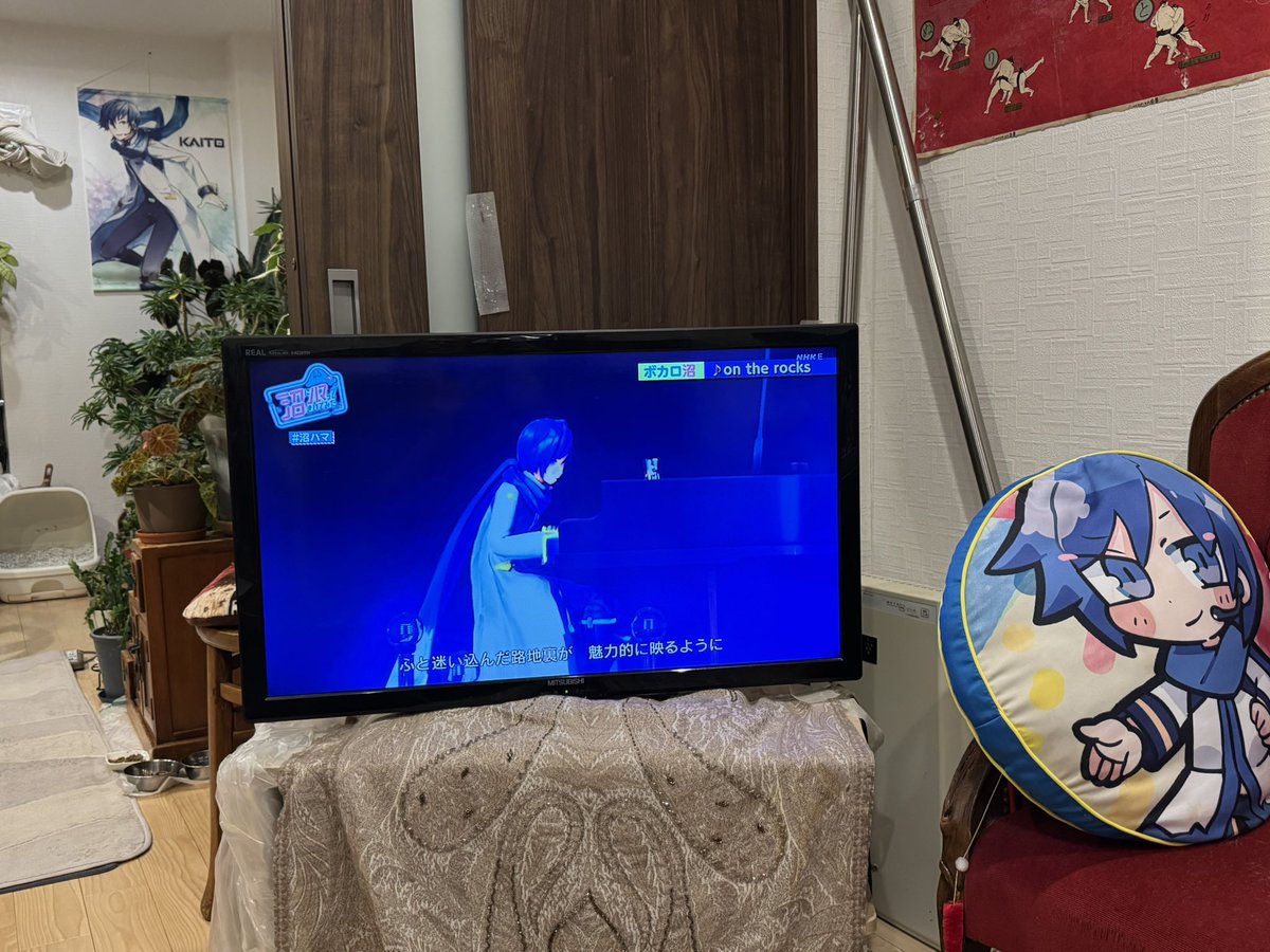 fuganaoto's tweet photo. My daughters are also watching my son on television, seeing how impressive he looks🥰
 KAITO君の勇姿を娘達と観てます🥰 MEIKOさんもほんとに素敵❤️ 冒頭からOn the rocks 聴けた🥹幸せ過ぎる❤️❤️ https://t.co/GJODrMQQqt