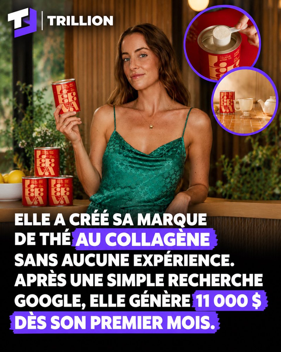 Trillion_media's tweet photo. ELLE N’AVAIT AUCUNE EXPÉRIENCE. ELLE A FAIT UNE SIMPLE RECHERCHE GOOGLE… ET A GÉNÉRÉ 11 000 $ DÈS SON PREMIER MOIS.

Lauren Olds, 32 ans, avait déjà un emploi à temps plein dans une entreprise technologique. Pourtant, elle voulait créer quelque chose à elle.

Son idée : lancer une marque de thé qui associe plaisir et bien-être, sans les excès de sucre et de caféine qu’elle reprochait à certaines boissons du marché.

Pendant plus d’un an, elle travaille sur son concept. Elle finit par imaginer LEEVA, une marque de thé enrichi en collagène, avec 10 grammes de protéines par portion.

Le plus impressionnant ? Elle ne connaissait pratiquement rien à ce secteur.

Elle a dû apprendre, chercher des informations et construire son projet progressivement, tout en conservant son emploi.

Mais entreprendre demande aussi de prendre des risques. Lauren a investi plus de 80 000 dollars pour lancer sa marque.

Et selon le titre de l’article d’Entrepreneur, LEEVA a généré 11 000 dollars dès son premier mois.

Son parcours rappelle qu’il n’est pas nécessaire de tout maîtriser avant de commencer. Une idée peut devenir un projet concret à condition de prendre le temps de l’étudier, de se former et de passer à l’action.

Attention toutefois : les 11 000 dollars correspondent aux revenus annoncés dans le titre, pas nécessairement à des bénéfices.

Parfois, le premier pas ne consiste pas à avoir toutes les réponses. Il consiste à poser la bonne question et à chercher comment avancer.

Et toi, quelle idée aimerais-tu transformer en entreprise, même si tu n’as encore aucune expérience dans ce domaine ?

#TRILLION #Entrepreneuriat #Business #Startup #SideHustle #Marque #Motivation