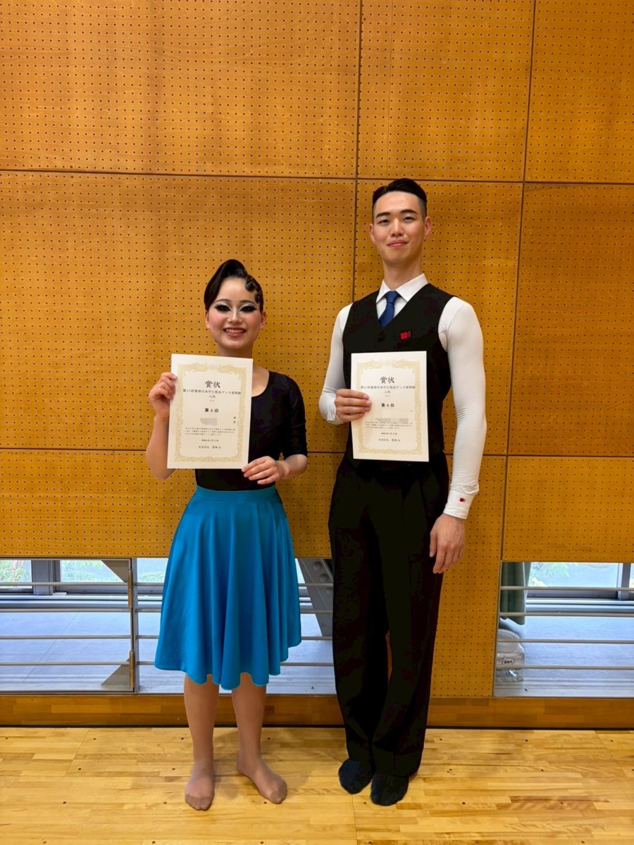 tmu_ballroom's tweet photo. 🔥前期新人戦結果報告🔥

先日行われました第25回東部日本学生競技ダンス前期新人戦Sr.Fの部において、古畑・竹山組が第4位となりました。

たくさんのご声援ありがとうございました！これからも東京都立大学競技ダンス部をよろしくお願いします🙇‍♀️

 #東京都立大学  #tmu  #実践女子大学  #競技ダンス https://t.co/HDjGAUMdtu