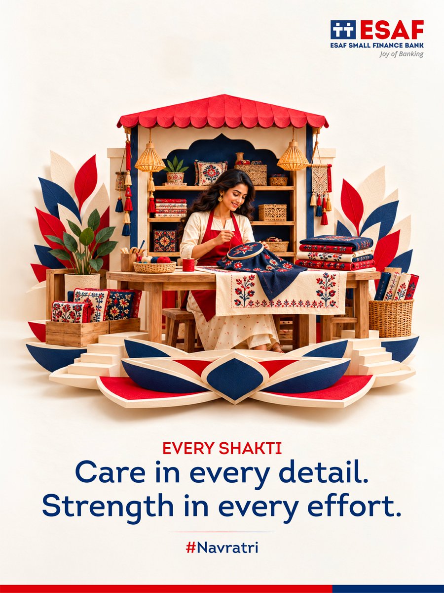 ESAFBank's tweet photo. Every masterpiece is shaped by patience, passion and perseverance. This Navratri, we celebrate the strength to keep going and the spirit to never give up.

#Navratri #EveryShakti #ESAFBank https://t.co/VfzWRN1Ok3