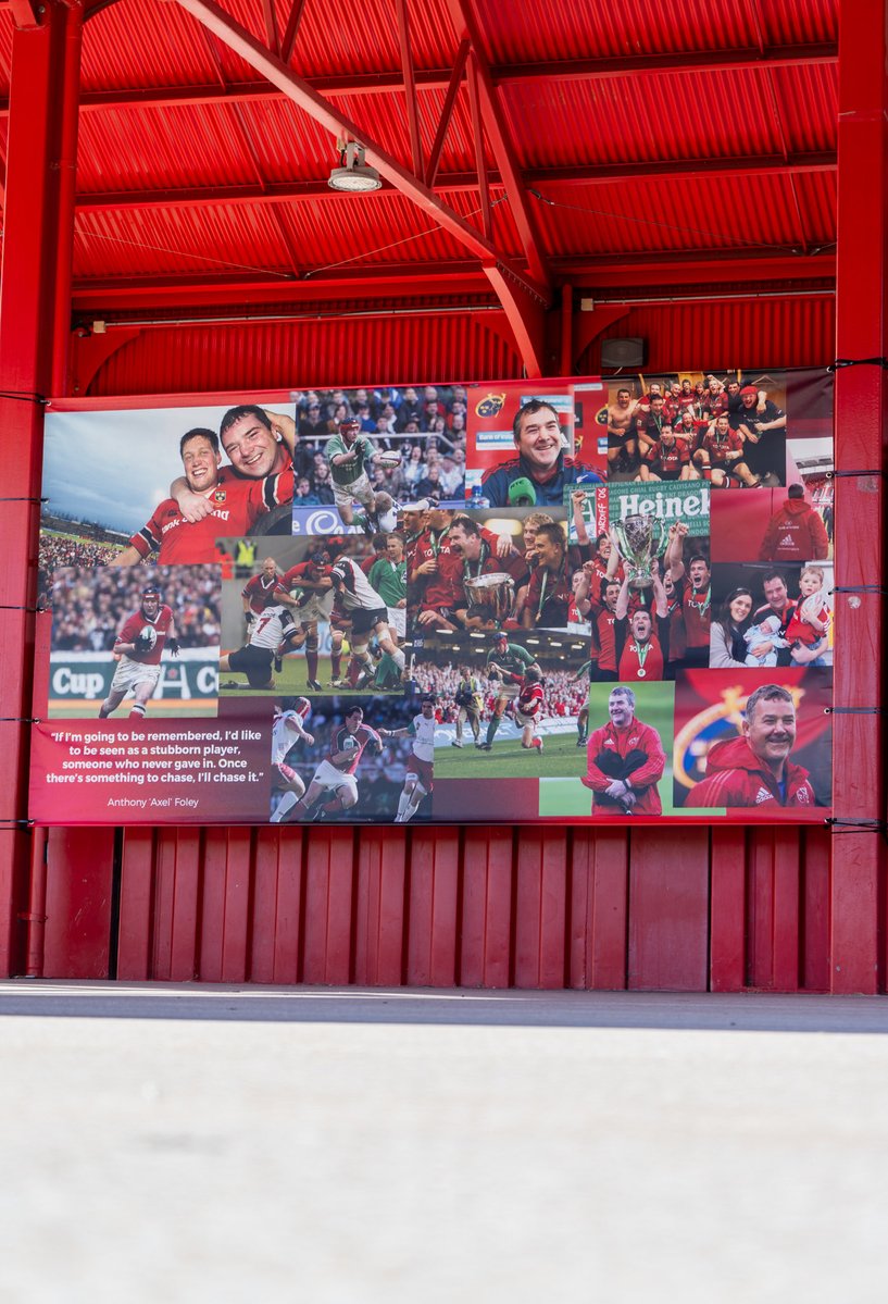 Munsterrugby's tweet photo. Our Axel Foley tribute photo wall is now on display ❤️

Located in the Red Shed area of the Marina, just outside SuperValu Páirc Uí Chaoimh.

Be sure to stop by and take a look at some special memories of Axel and his incredible career.❤️

#suaf https://t.co/Gynci7mGty