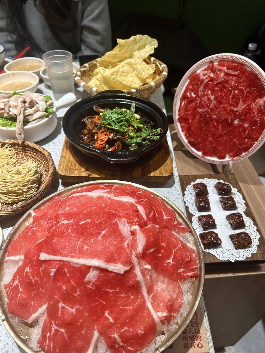 EdithHughes99's tweet photo. A hearty beef hot pot feast. Fresh sliced beef, crispy tofu skin and classic side dishes. Nothing beats gathering around hot pot with friends.#HotPot #BeefHotpot https://t.co/harpP739kz