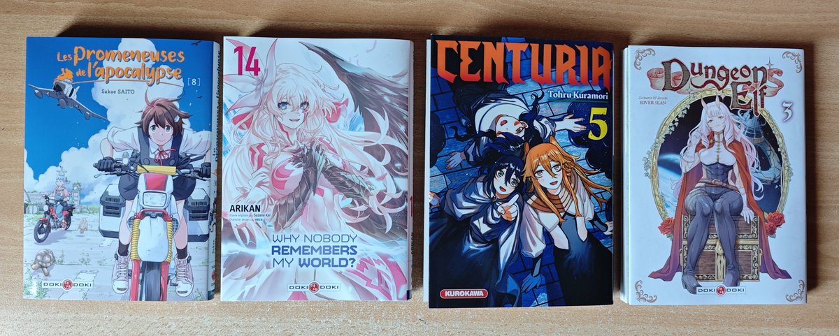 Reapper_12's tweet photo. 35 et 36ème achat de 2026
2 achats d'un coup, car j'avais oublié de poster
Des suites avec Les Promeneuses de l'Apocalypse T8, Centuria T5 et Dungeon Elf T3, une fin, celle de NazeBoku T14, et déception car c'est la fin de l'adaptation en manga, la suite en roman, ça saoule... 👇 https://t.co/hThmOYc8BJ