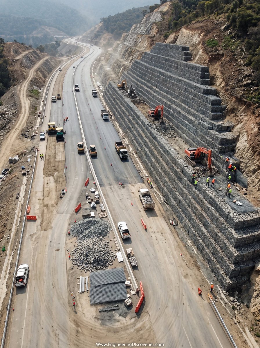 CivilEngDis's tweet photo. Gabions Retaining wall for Slope Stabilization https://t.co/ce4ToF5IE4