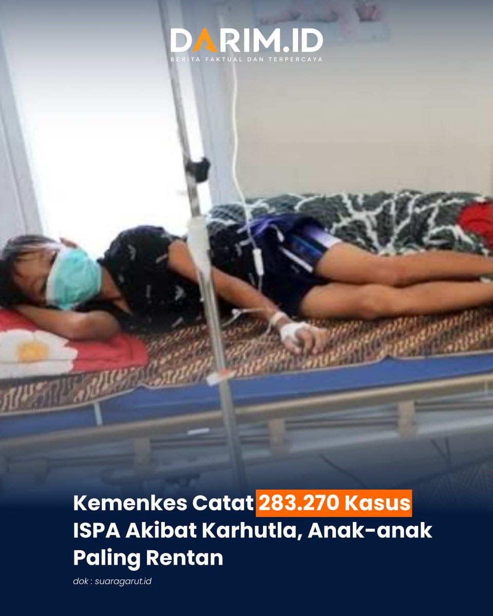 darimbdk's tweet photo. Kemenkes Catat 283.270 Kasus ISPA Akibat Karhutla, Anak-anak Paling Rentan

Baca berita selengkapnya di :
https://t.co/3uNSc60gtd

Sumber : @KemenkesRI 

#karhutla #Kalimantan https://t.co/TV1DoZjOPd