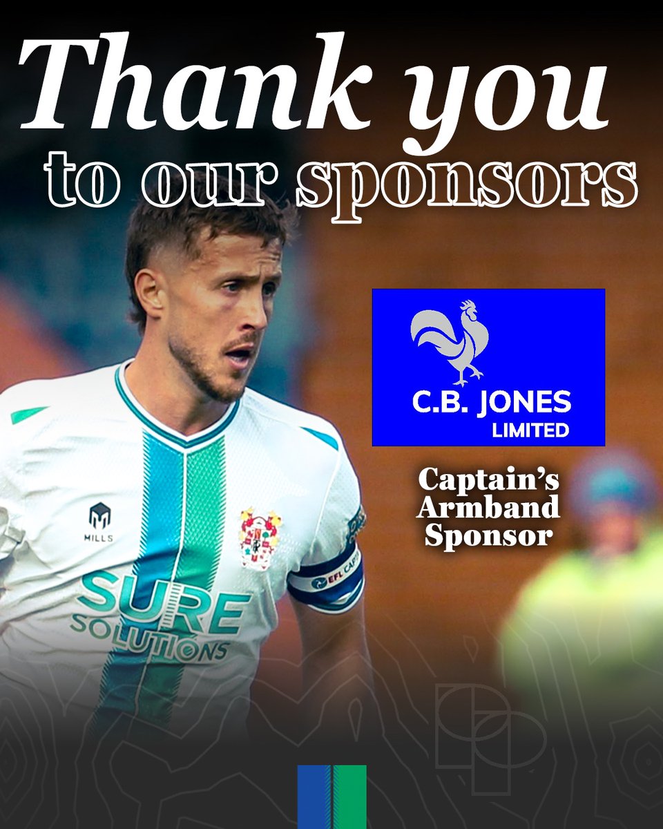 TranmereRovers's tweet photo. 👋 A warm welcome to today's Captain's Armband Sponsor, C.B. Jones Limited.

#TRFC #SWA https://t.co/sEyJbsIegb