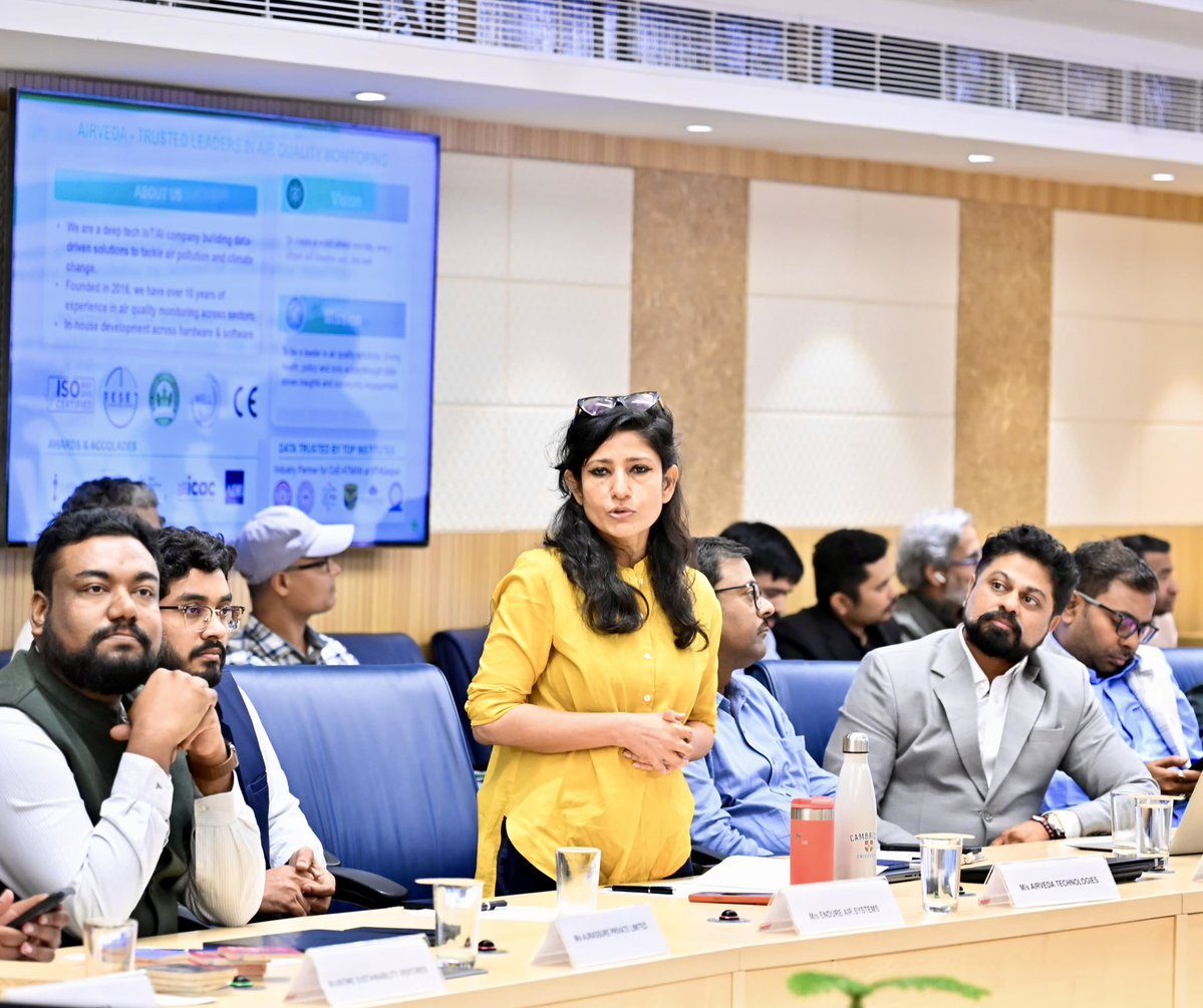 byadavbjp's tweet photo. Had a very engaging and meaningful interaction with StartUps and innovation companies working on environmental solutions, especially air pollution control and mitigation.

The companies presented their solutions to air pollution control challenges and we deliberated on ways to engage further on the proposed solutions.

The areas covered by the companies include: 

🌱 Industrial emissions monitoring and enforcement: Develop tamper-proof OCEMS and AI detection of data drift/manipulation; monitor APCDs, detect bypass or malfunction, and link APCD operation with furnace/boiler controls. Integrate CAQMS, OCEMS and plant-operation data to flag potential violations.

🌱 Dust control at construction sites and roads: Use of AI cameras to detect C&D-site dust and activate suppression equipment; develop movable dust-containment and filtration systems. Promote low-cost mechanised road sweepers and tools to identify road-dust resuspension hotspots.

🌱 City-wide air-quality mapping and source attribution: Map air quality in near real time, including unmonitored areas; locate hotspots and estimate contributions from vehicles, road dust, construction, industries and biomass burning using monitoring, satellite and meteorological data.

🌱 Cleaner vehicles and smoother traffic: Develop tamper-proof PUC testing that verifies genuine exhaust sampling; use ANPR and linked databases to identify vehicles without valid PUCCs and over-aged vehicles. Apply AI to predict congestion and improve traffic flow, reducing idling and emissions.

🌱 Stubble/open-burning detection and utilisation: Enable 24×7 detection and geolocation of paddy-stubble and other open biomass-burning incidents, with alerts and response tracking. Optimise straw collection, transport and matching with bioenergy, biomass-fuel, composting and other utilisation facilities.

🌱 Cleaner industrial operations and DG sets: Provide affordable systems to monitor combustion efficiency and fuel use in small industries. Improve DG-set emissions control through smart RECDs that detect choking, malfunction, bypass, removal or tampering.

🌱 Recycling construction and demolition waste: Create digital platforms to certify, match and track recycled C&D products against construction-sector demand, improving transparency and utilisation.

🌱 Faster, efficient road maintenance: Developing portable, cost-effective pothole-repair machines for rapid, durable repairs with less manpower and reduced traffic disruption.

🔗 https://t.co/6jl1SlDRP1