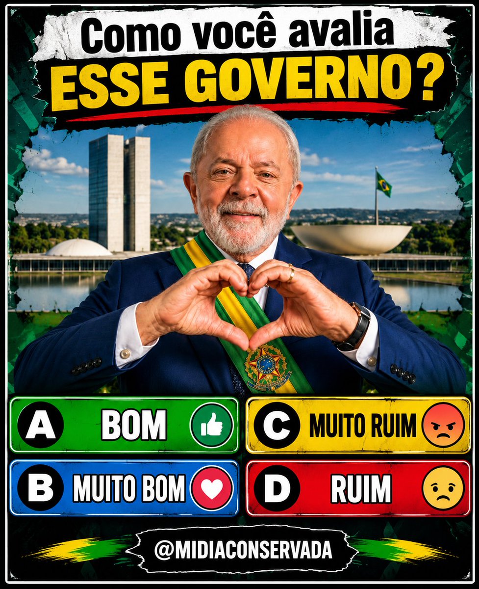 MidiaConservada's tweet photo. #Lula13 meu CU Vote 22

Como você classifica esse governo ❓ https://t.co/rpAsiQX6Kj
