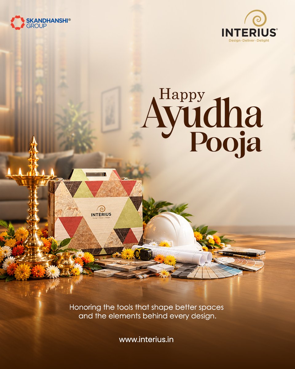 _interius's tweet photo. INTERIUS wishes you all a prosperous and blessed Ayudha Pooja! 🛠️ 

🏡 At INTERIUS, we honor the tools that bring ideas to life, the elements that inspire every creation, the materials that shape our spaces, and the skilled hands that turn every vision into reality. 

#INTERIUS https://t.co/196cPDWrLF