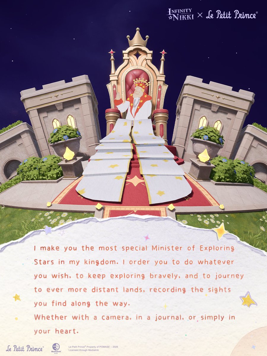InfinityNikkiEN's tweet photo. ♾️Whimsical Moments | Words from a Starry Journey

There can be many reasons to set out on a journey, such as bidding farewell to past loneliness, or looking forward to unknown encounters.
Stylists, what wondrous stories have you discovered on your journey through the stars in The Little Prince?
We've gathered those little moments scattered along the way and tucked them into these quote cards~

——
➤ Infinity Nikki Version 2.10 The Feather of Justice is now live worldwide!
➤ Download Now: https://t.co/soaPebzlY9
➤ Join us on Facebook Group: https://t.co/rabLOeX3ac
#InfinityNikki
#TheFeatherofJustice