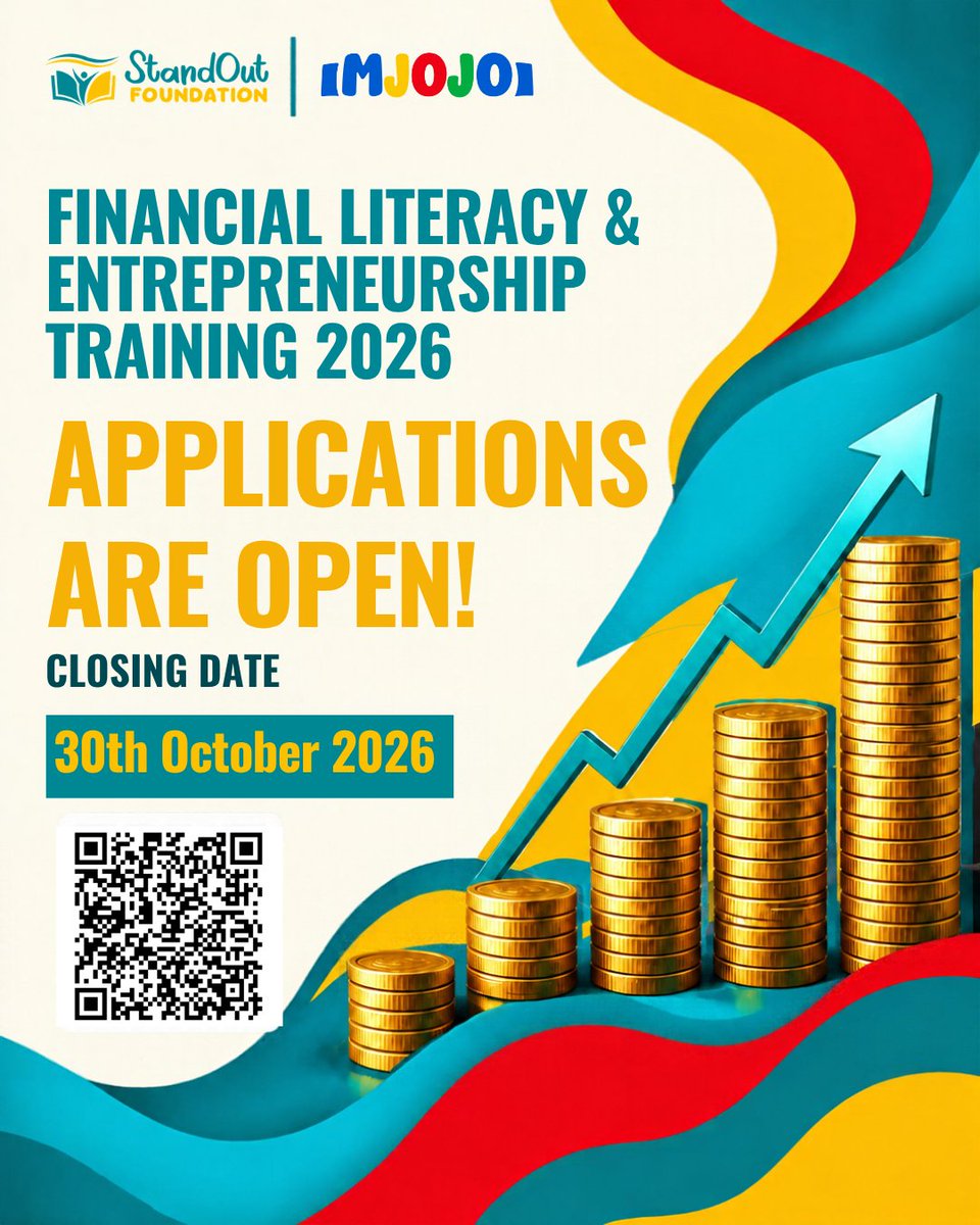 StandoutForAll's tweet photo. 🎓 Applications are now open for the Financial Literacy and Entrepreneurship Training 2026!

@StandoutForAll , in partnership with Mjojo Finance Play, a South Africa-based organisation, is bringing an exciting learning opportunity to university students in The Gambia.

🎓 Eligibility: Open exclusively to university students in The Gambia.

📅 Application Deadline: 30 October 2026

🔗 Learn more and apply: https://t.co/6mTVUqGQQ1

Apply today and share this call with fellow university students.

#FinancialLiteracy #Entrepreneurship #LifeSkills #StandoutFoundation #InvestInAChildToday
