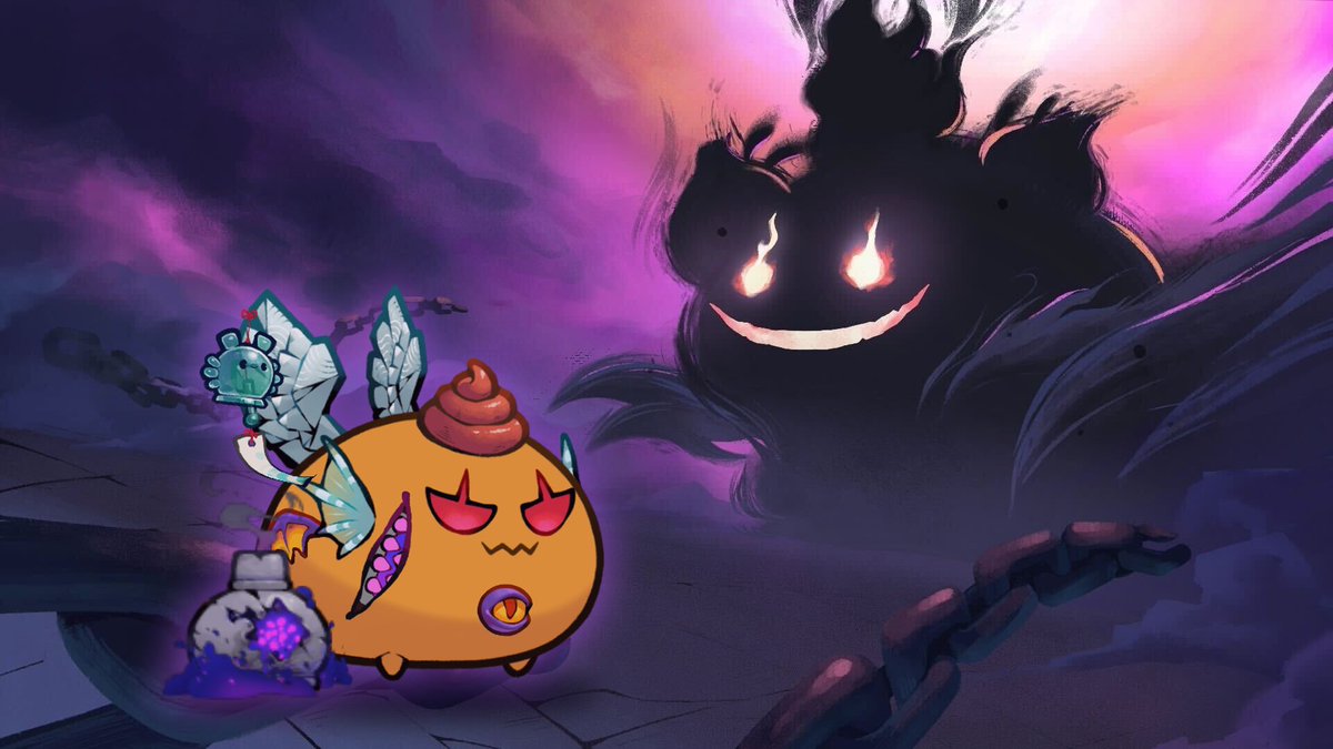 MukeGaming's tweet photo. This Nightmare Axie is about to carry me through Halloween in Terrariums

From Oct 24 to Nov 7, @AxieInfinity adds +200 Flame per Nightmare part, and Nightmare accessories get a 3x bonus on axies like this 🎃 https://t.co/sQAixIXGY0