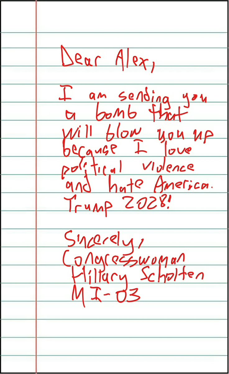 mndemsoc's tweet photo. Wow. Look at this threatening letter addressed to me. Rep. Scholten still hasn't addressed it -- either to take responsibility or condemn it. Regardless, it's the latest example of her excusing or ignoring extremism https://t.co/LGjkBOChEZ