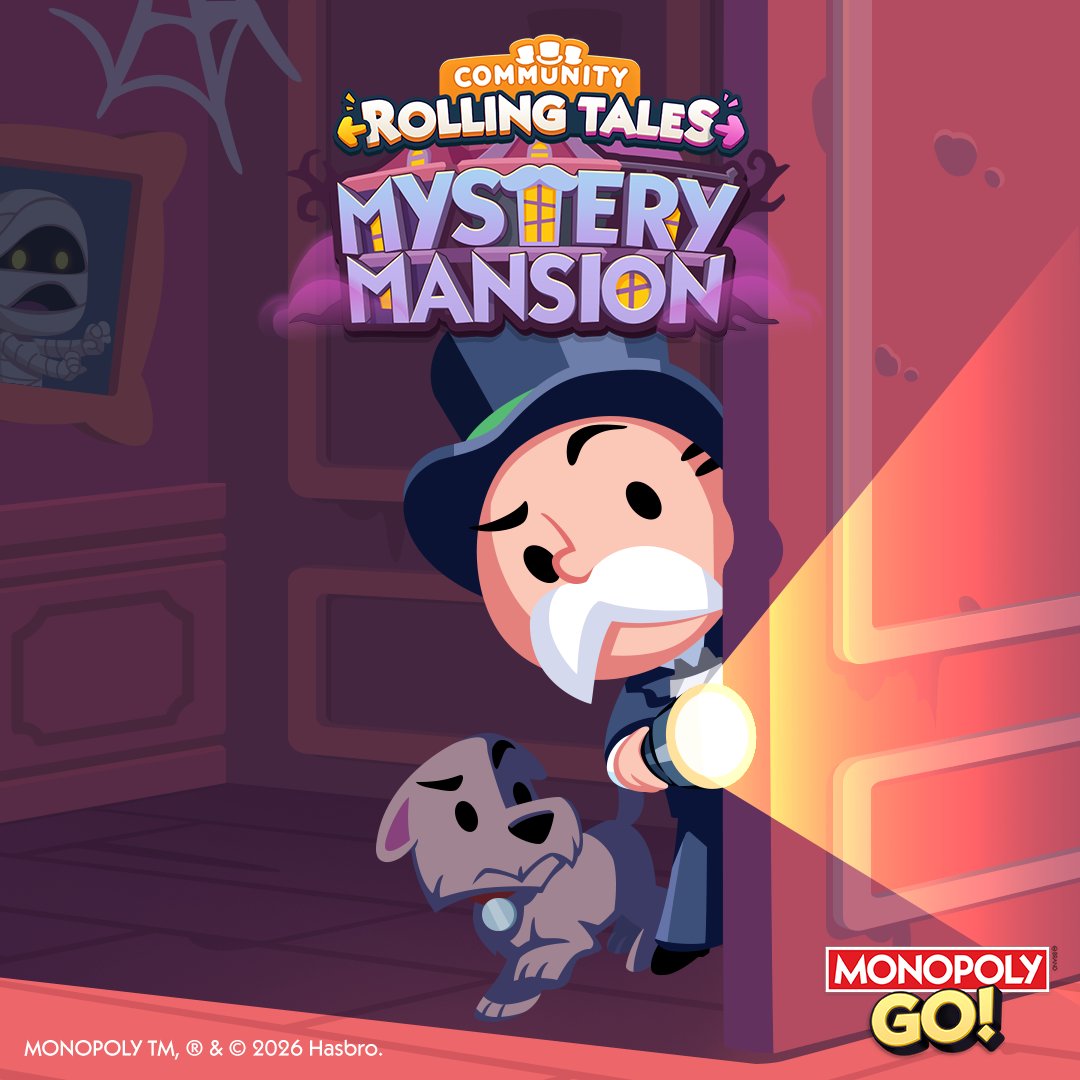 MonopolyGO's tweet photo. Welcome to Mystery Mansion, Tycoons! 😱

Join Rolling Tales (Oct 17–26) and help decide which doors open and which rewards await! 

Our first mystery begins tomorrow. Ready? Sign up once to be eligible for the rewards!

📝 https://t.co/FrmPkI9WvK

📖 https://t.co/UwN9QlaTD1 https://t.co/9dAS7H6O5Z