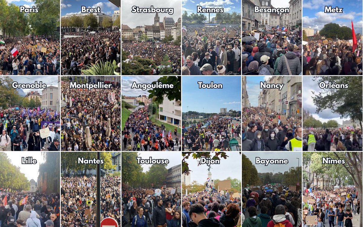PanettonePazzo's tweet photo. Et puisque les chaînes en continu ont décidé de spotter la place de la République pour vous faire croire au chaos généralisé sachez qu’il y a aussi eu des mobilisations massives et dans le calme ailleurs https://t.co/s2eO9W9jIL