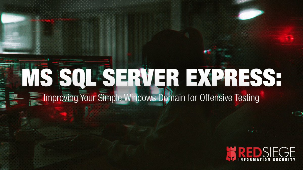 RedSiege's tweet photo. Red Siege Senior Security Consultant Justin Palk continues his series on expanding a Windows AD lab, this time walking through how to add Microsoft SQL Server Express to Windows Server 2022 Server Core Edition. 🔗 https://t.co/IgJjfgsmic

#hacking #infosec #cybersecurity https://t.co/NC9drqzSfl