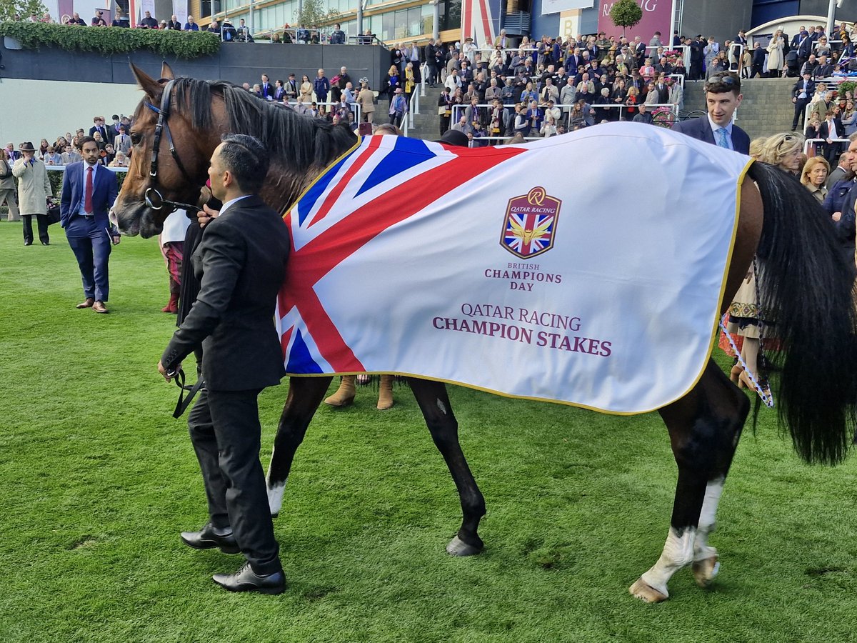 SportsNewsIRE's tweet photo. 5/4f Ombudsman completes a big Group 1 double for @godolphin and @WilliamBuickX on @Qatar_Racing British Champions Day @Ascot as the John and Thady Gosden-handled 5yo ran out a three and three-quarter length winner over Calandagan https://t.co/CoMQRx0b65