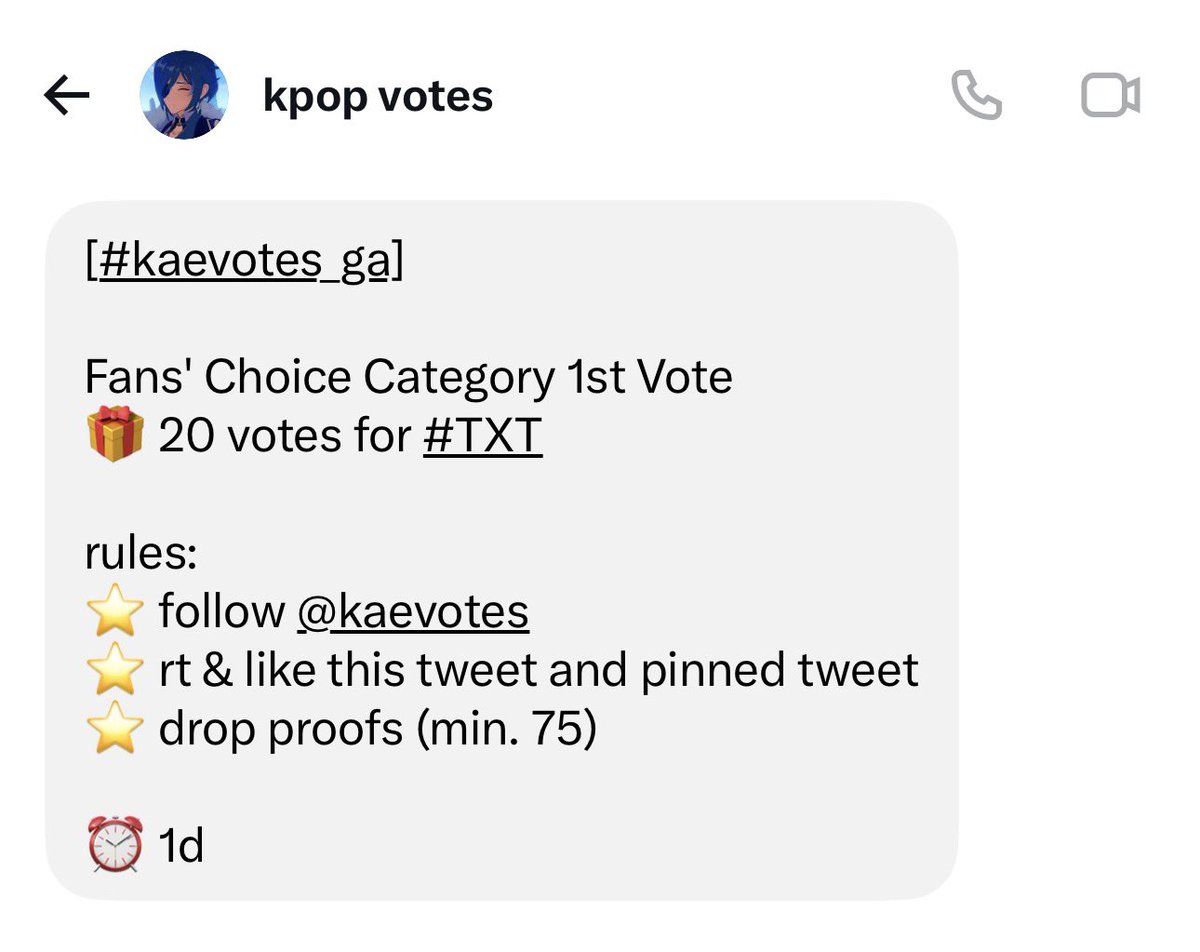L0VELYBEOMIE's tweet photo. [#kaevotes_ga]

Fans' Choice Category 1st Vote
🎁 20 votes for #TXT

rules:
⭐️ follow @kaevotes 
⭐️ rt &amp; like this tweet and pinned tweet
⭐️ drop proofs (min. 75)

⏰️ 1d https://t.co/OIq3vwXpgN